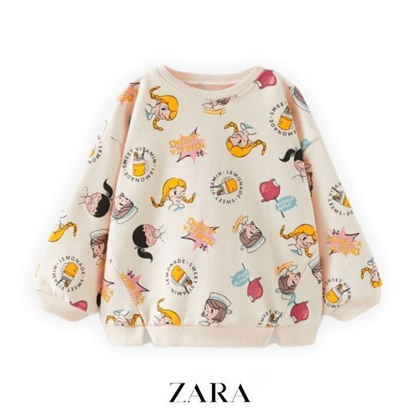 ZARA Kids | Cream | SWEATSHIRT WITH FACES - Picture 1 of 8